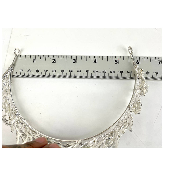 Clear Rhinestone Pearl Bead Silver Tone Metal Bridal Tiara Crown NEW - Picture 4 of 16